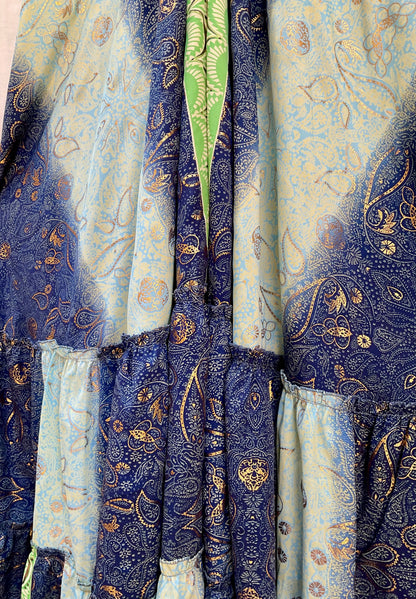 Maya Silk Backless Dress Blue