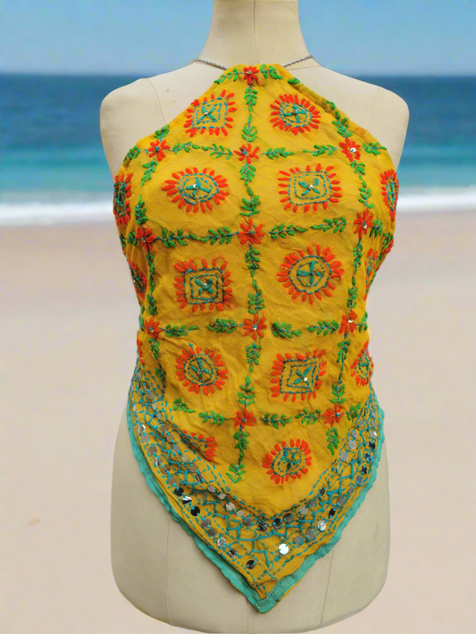 Kira Embroidered Backless Top