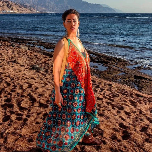 Gaia Hand Embroidered Backless Dress